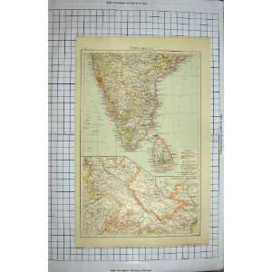  BACON MAP 1894 INDIA CEYLON LUCKNOW ALLAHABAD BANDA