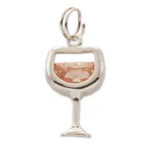  Sterling Silver White Wine Glass Charm: Jewelry