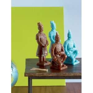  Terracotta Turquoise Decorative Soldier Candle Set