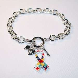  Autism Awareness Enamel Ribbon Charm Bracelet Arts 