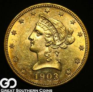 1903 $10 GOLD Liberty Eagle NEAR GEM BU++ ** TERRIFIC COIN  