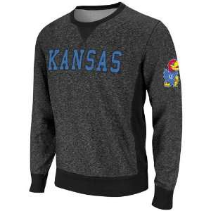 Kansas Jayhawks Black Granite Strong Line Crewneck Pullover Sweatshirt 