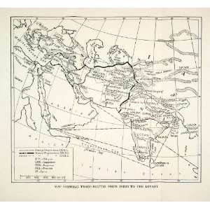  1938 Lithograph Map Trade Routes India Levant Indian Ocean 