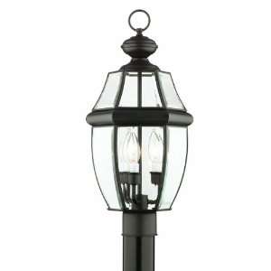   Three Light Traditionally Styled Outdoor Post Lantern, Painted Bronze