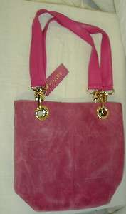 Apt. 9 Pink Suede Purse Handbag Gold Accents Key Chain Great Leather 