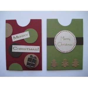 Handmade Holiday Gift Card Holder Enclosure   Set of 2   Polka Dots 