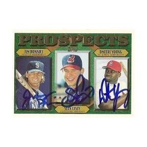  Jim Bonnici Sean Casey Dmitri Young Signed 1997 Topps Card 