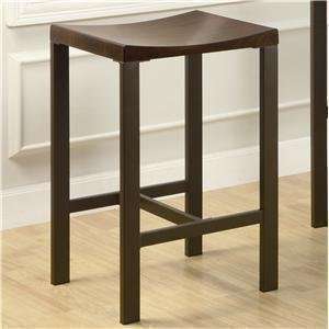   Counter Height Stools in Brown Finish Metal Frame 