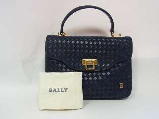 Authentic Bally Navy Leather Hand bag purse made in Italy  
