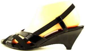 CALVIN KLEIN MARIELLE Black Patent Heel Womens Shoes Wedges Sandals 7 