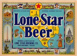Lone Star Vintage Beer Crate Label San Antonio, TX  