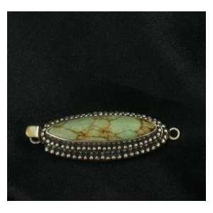 ELONGATED GREEN GOLD TURQUOISE STERLING CLASP 