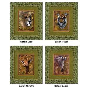   Safari Lion, Tiger, Giraffe, & Zebra Framed Artwork