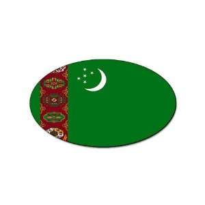  Turkmenistan Flag oval sticker 