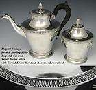   French Sterling Silver 2pc Tea Set, Tea Pot & Covered Sugar Caddy