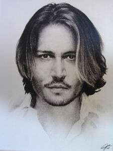 Johnny Depp Sketch Portrait Charcoal Drawing WU154  