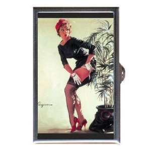  PIN UP GIRL BEHIND PLANT SEXY Coin, Mint or Pill Box Made 