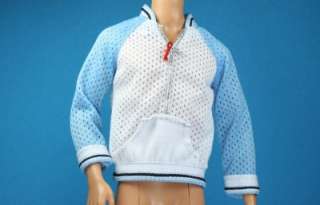 White Blue Sport Long Sleeve Sweat shirt for Articulate Ken  