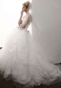 White tulle Wedding bridal dress formal gown sleeveless lace up back 