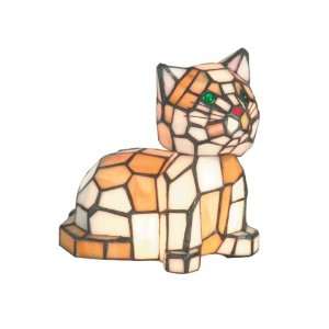   TA100859 Tiger Cat Accent Lamp, Art Glass Shade