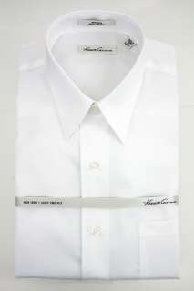 Mens Kenneth Cole 100% Cotton Dress Shirt Solid White  