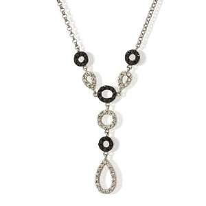  STERLING SILVER 18 CZs BLACK & WHITE NECKLACE Jewelry