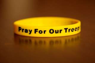 PRAY FOR OUR TROOPS SUPPORT WRISTBAND YELLOW RIBBON  