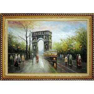 Triomphe and Avenue des Champs Elysees Oil Painting, with Linen Liner 