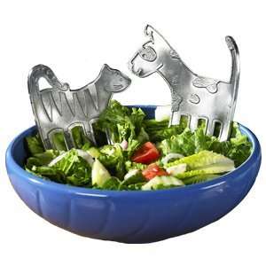  Whiskers and Spot Pewter Salad Server Set: Kitchen 