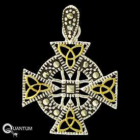 New Silver Celtic Trinity Knot Marcasite Cross Pendant  