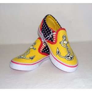   for Target Toddler Girls Yellow Polka Dot Anchor Canvas Shoes Size 10