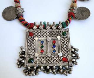 ANTIQUE TRIBAL STERLING SILVER JEWELRY BEADS NECKLACE c  