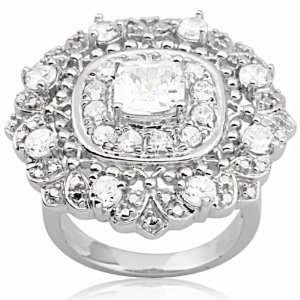    Sterling Silver and Cubic Zirconia Snow Flurry Ring: Jewelry