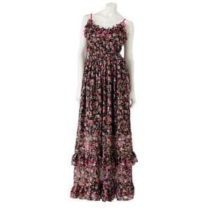   Black Floral Chiffon Full Length Maxi Dress S Small: Everything Else