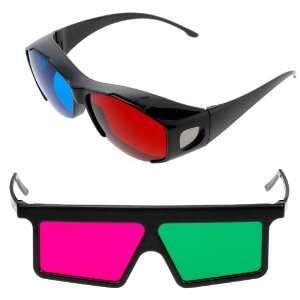  GTMax 3D Red/Cyan Glasses Black Cover Style + 3D Magenta 