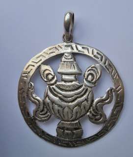Tibetan Buddhist Pure Silver Auspicious Vessel Kalasa Pendant  