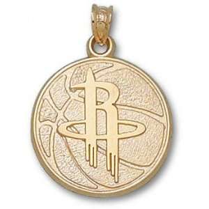   Rockets Solid 14K Gold Basketball 3/4 Pendant: Sports & Outdoors