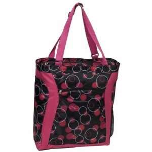 Everest Shopping Tote with Laptop Pocket. Black with Magenta bubble 