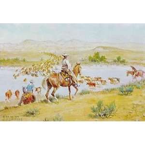  Fording Cattle On Milk River Poster Print: Home & Kitchen