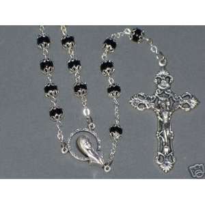  6mm Black Capped Beads ROSARY 20 1/2 long Everything 