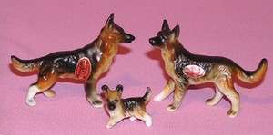 1960S BONE CHINA GERMAN SHEPHERD MINIATURE DOGS SET  