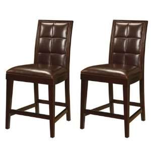   Back Leather Counter Stool in Coffee Bean   set of two: Home & Kitchen