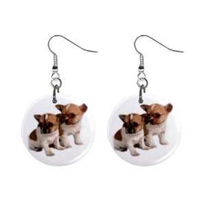 Dog Chihuahua Pups Puppy Puppies 1 Round Button Dangle 