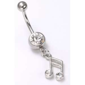   Body Jewelry with MUSICAL NOTES Dangle  Lt. Red/Lt. Siam 12g 3/4~19mm