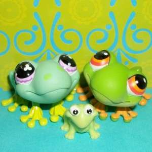   Pet Shop Lot~GREEN FROG FAMILY #50 DAD & #479 MOMMY W/ BABY~K145 LPS
