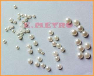 Half baby pearl wheel Mixed size 1.5 2.5 3.5mm Nail Art  