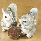 Gray Squirrels Ceramic Pottery Statue Miniature Animal Figurine 