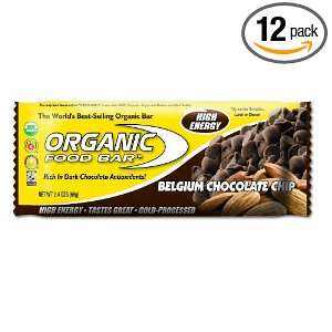  Organic Food Bar, Belgium Chocolate Chip (Pack of 12 