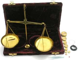 100+ Gram Brass Balance Scale W Case Jewelry Apothecary  