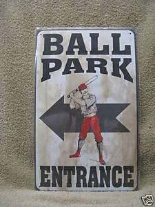 Baseball Ballpark Entrance vintage look Tin Metal Sign  